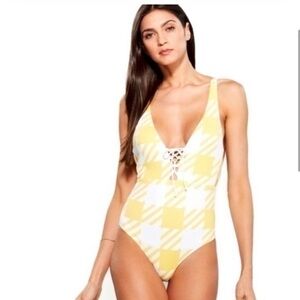 Onia White and Yellow one piece swimsuit -XS